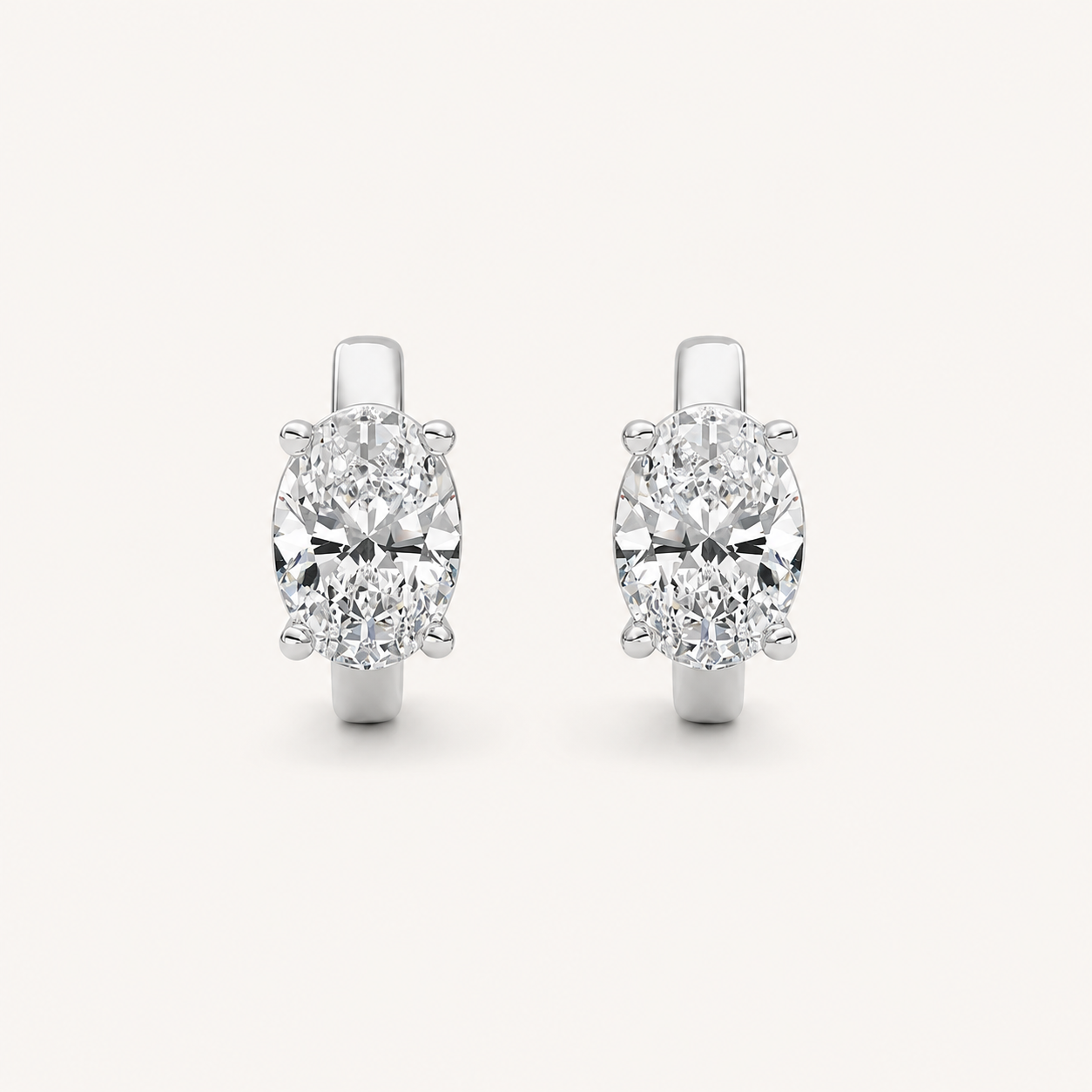 2CT Oval Cut Lab Grown Diamond Huggie Earrings