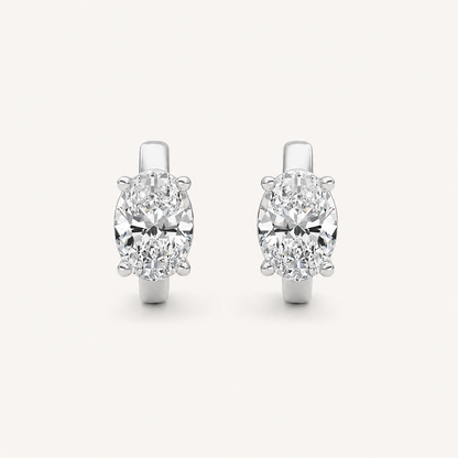2CT Oval Cut Lab Grown Diamond Huggie Earrings