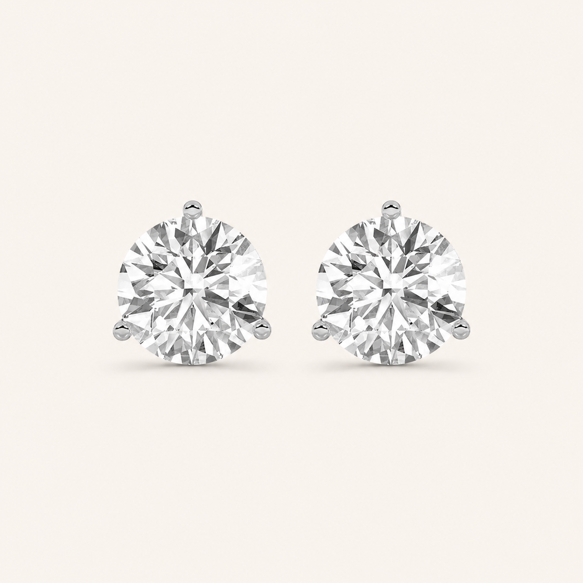 4.5CT Round Cut Lab Grown Diamond Three-Prong Martini Stud Earrings