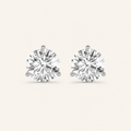 2CT Round Cut Lab Grown Diamond Three-Prong Martini Stud Earrings