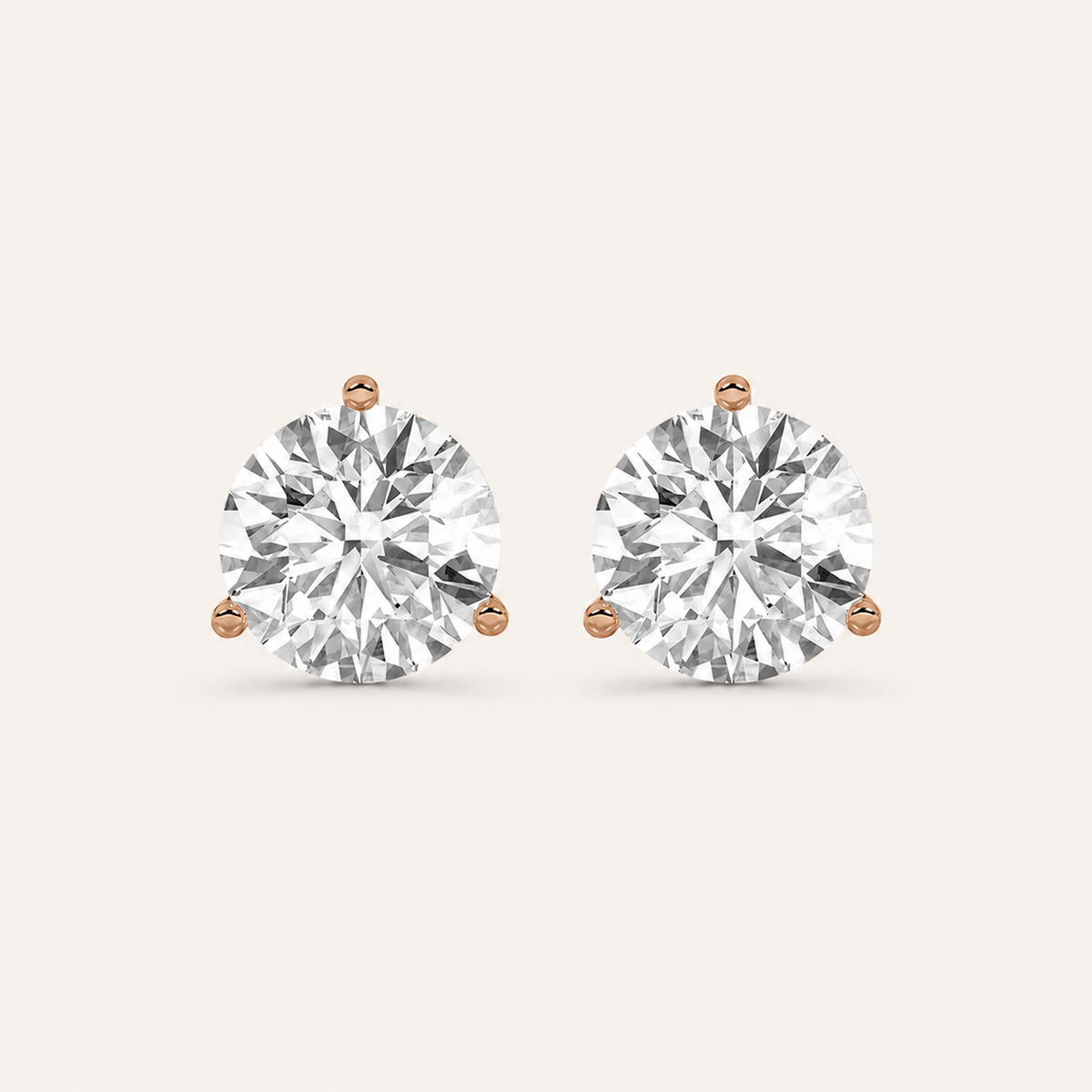 4.5CT Round Cut Lab Grown Diamond Three-Prong Martini Stud Earrings