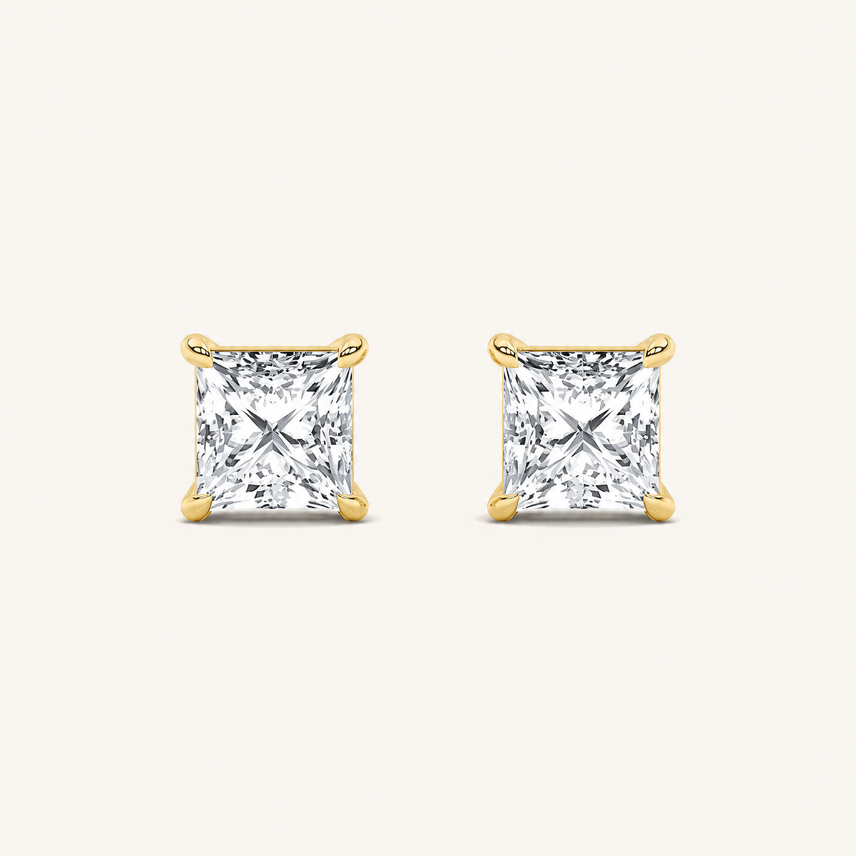 2CT Princess Cut Lab Grown Diamond Stud Earrings