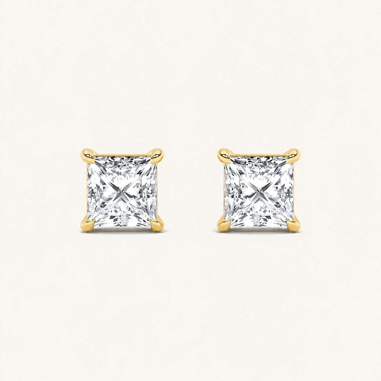 2CT Princess Cut Lab Grown Diamond Stud Earrings