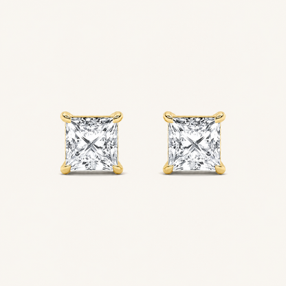 2CT Princess Cut Lab Grown Diamond Stud Earrings