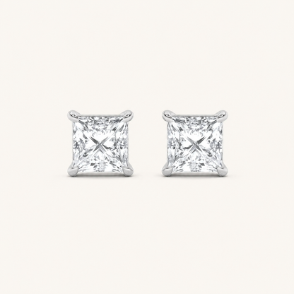 2CT Princess Cut Lab Grown Diamond Stud Earrings