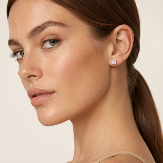 2CT Princess Cut Lab Grown Diamond Stud Earrings