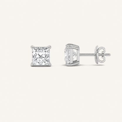 2CT Princess Cut Lab Grown Diamond Stud Earrings