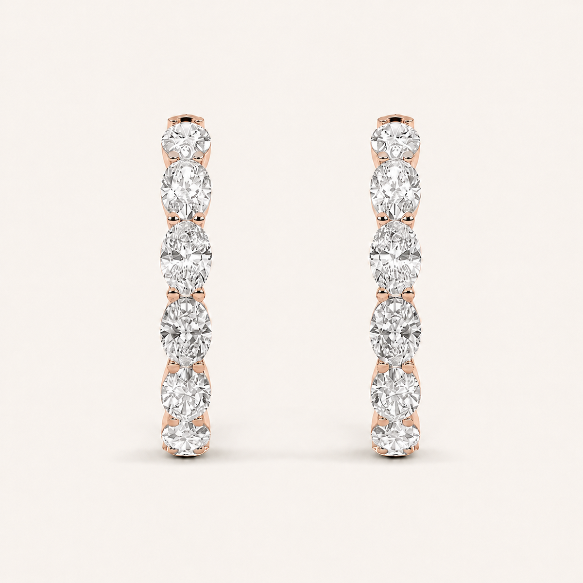 4CT Oval Cut Lab Grown Diamond Inside Out Hoop Earrings