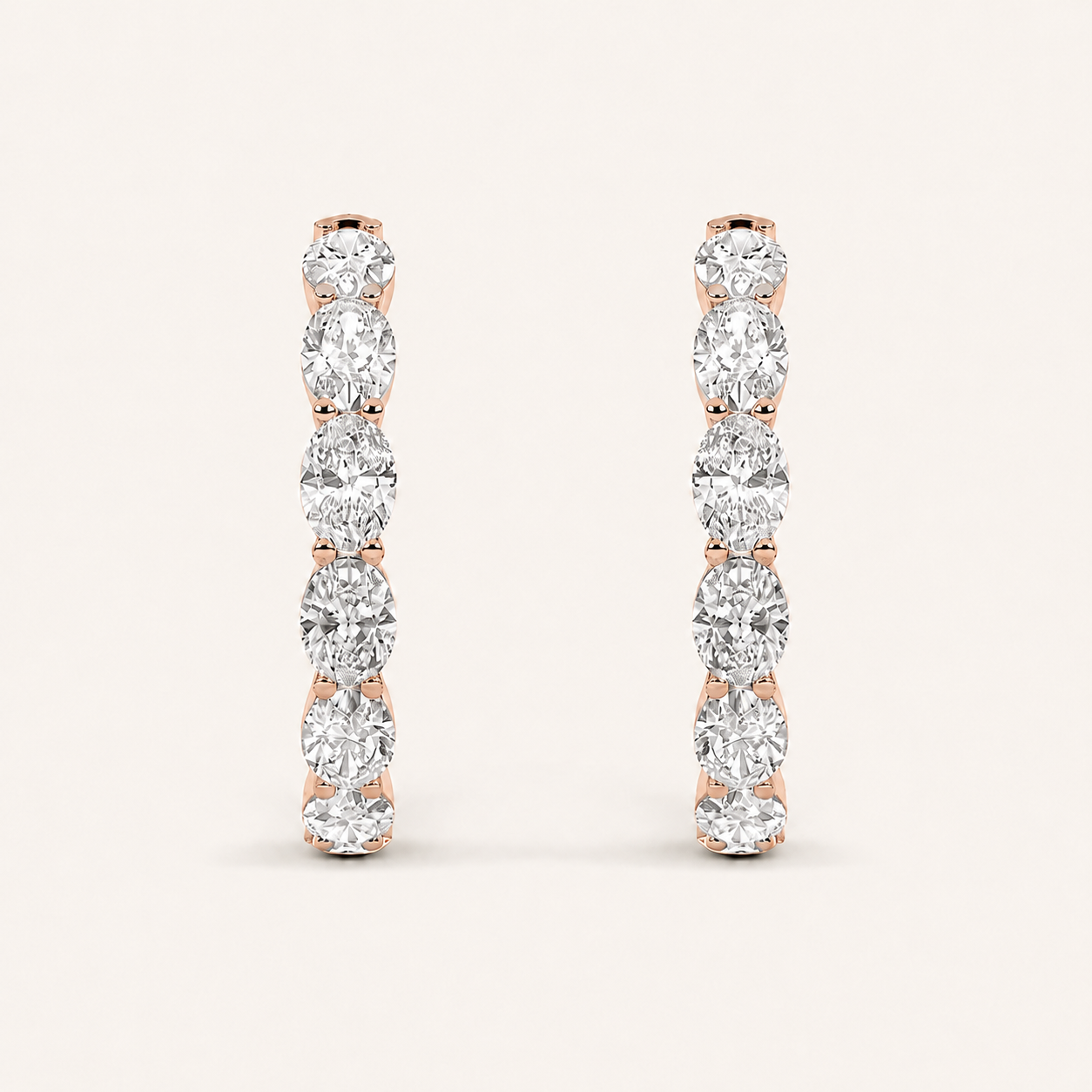 4CT Oval Cut Lab Grown Diamond Inside Out Hoop Earrings