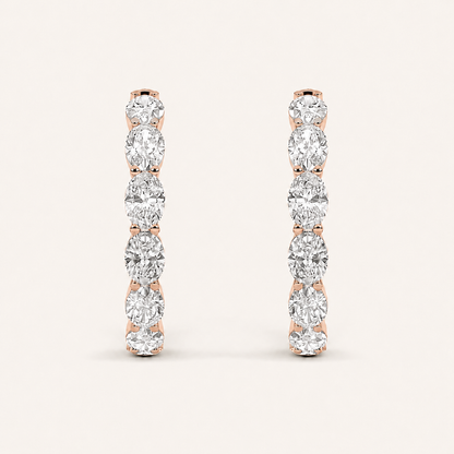 4CT Oval Cut Lab Grown Diamond Inside Out Hoop Earrings