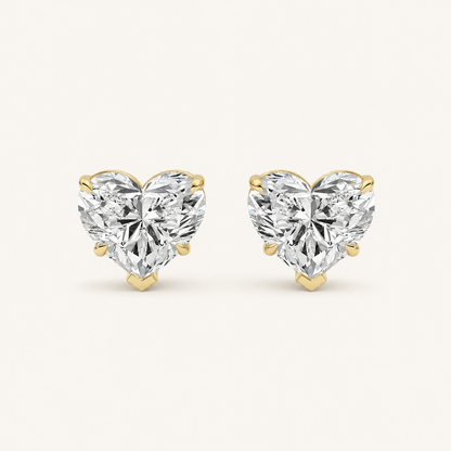 8CT Heart Cut Lab Grown Diamond Stud Earrings