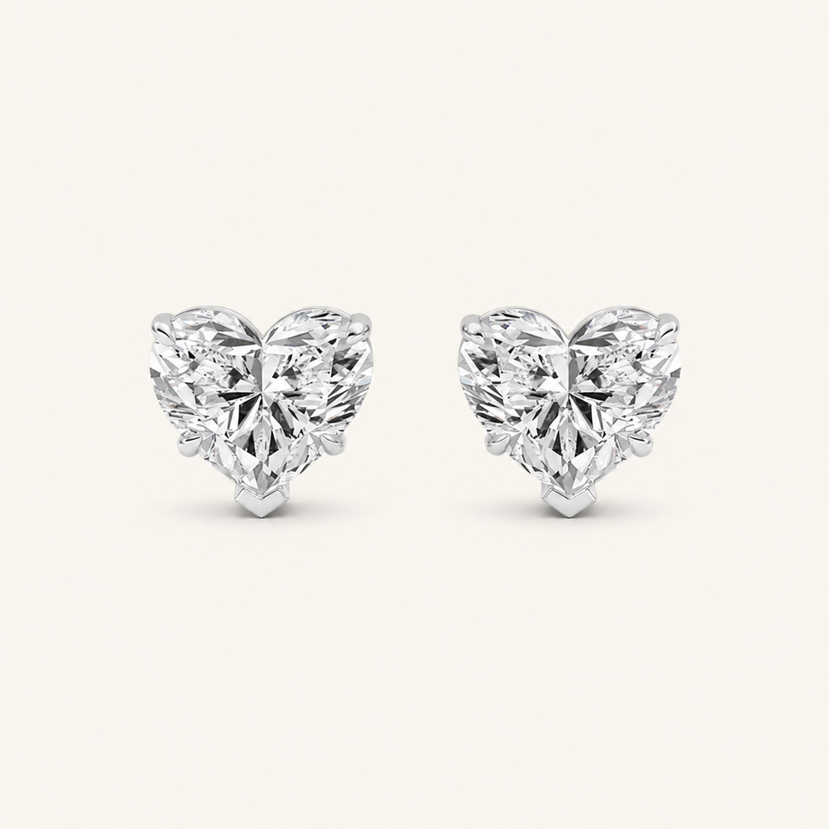 8CT Heart Cut Lab Grown Diamond Stud Earrings