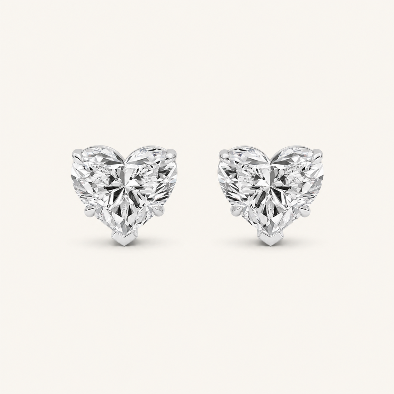 8CT Heart Cut Lab Grown Diamond Stud Earrings