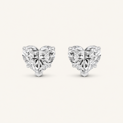8CT Heart Cut Lab Grown Diamond Stud Earrings