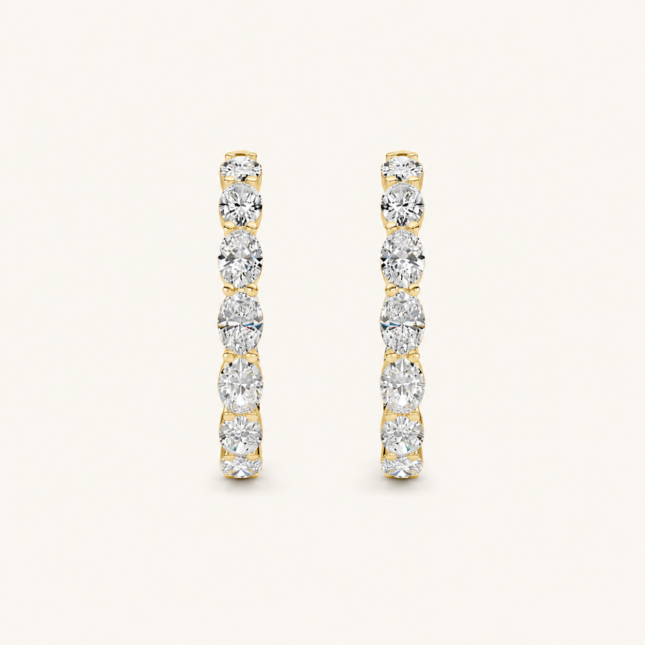 10CT Oval Cut Lab Grown Diamond Inside Out Hoop Earrings