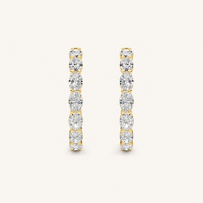 10CT Oval Cut Lab Grown Diamond Inside Out Hoop Earrings