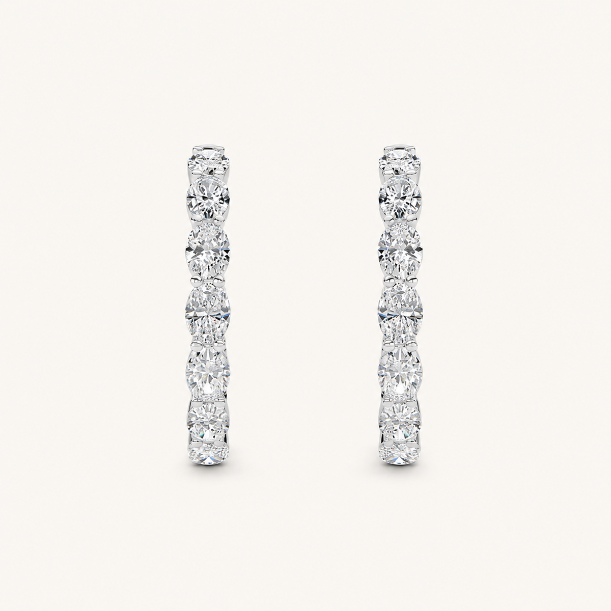 10CT Oval Cut Lab Grown Diamond Inside Out Hoop Earrings