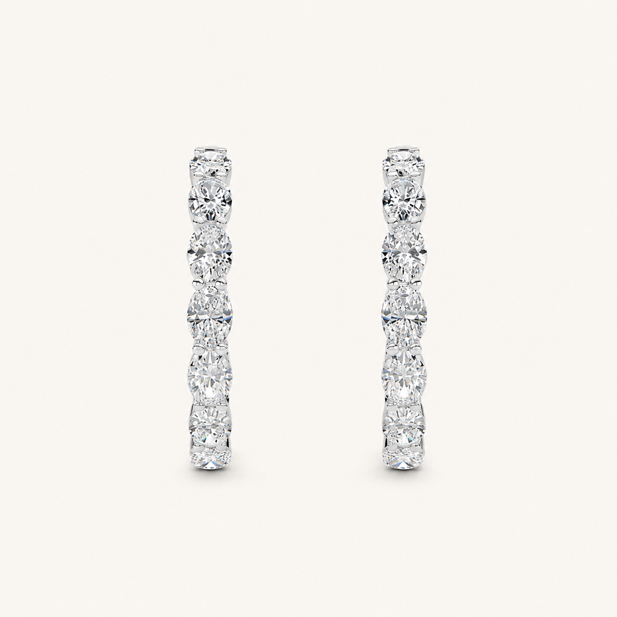 10CT Oval Cut Lab Grown Diamond Inside Out Hoop Earrings