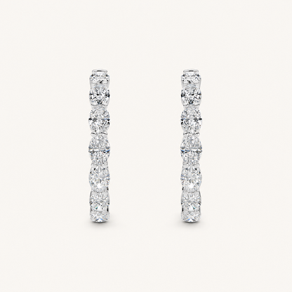 10CT Oval Cut Lab Grown Diamond Inside Out Hoop Earrings