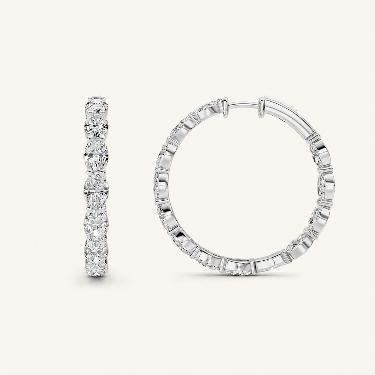 10CT Oval Cut Lab Grown Diamond Inside Out Hoop Earrings