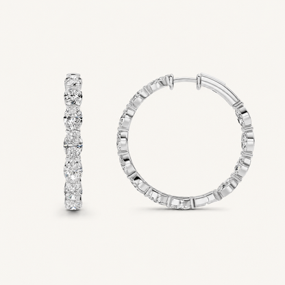 10CT Oval Cut Lab Grown Diamond Inside Out Hoop Earrings