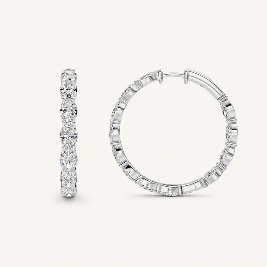 10CT Oval Cut Lab Grown Diamond Inside Out Hoop Earrings