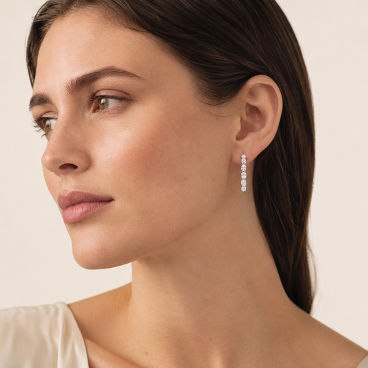 10CT Oval Cut Lab Grown Diamond Inside Out Hoop Earrings