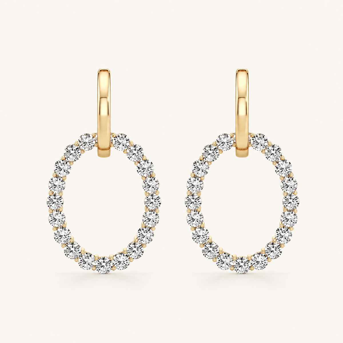 4CT Round Cut Lab Grown Diamond Dangle Pendant and Hoop Earrings