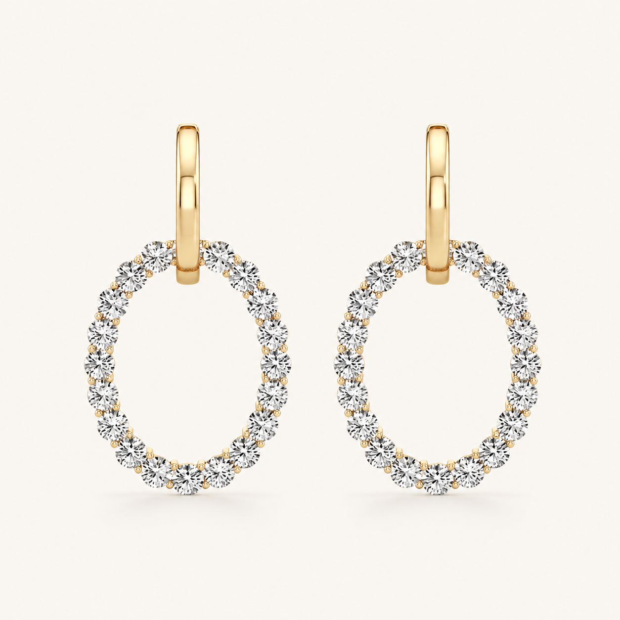 4CT Round Cut Lab Grown Diamond Dangle Pendant and Hoop Earrings