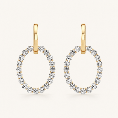 4CT Round Cut Lab Grown Diamond Dangle Pendant and Hoop Earrings