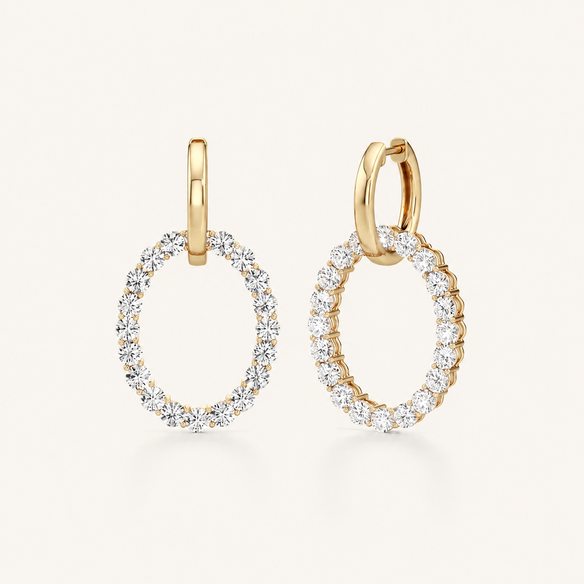 4CT Round Cut Lab Grown Diamond Dangle Pendant and Hoop Earrings