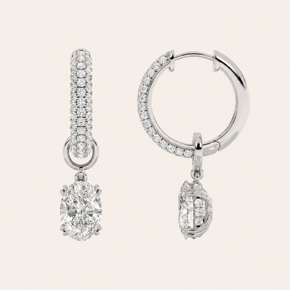 4CT Oval Cut Lab Grown Diamond Dangle Earrings