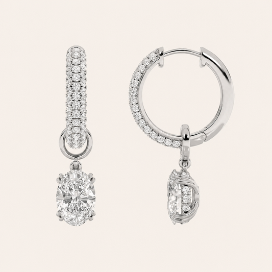 4CT Oval Cut Lab Grown Diamond Dangle Earrings