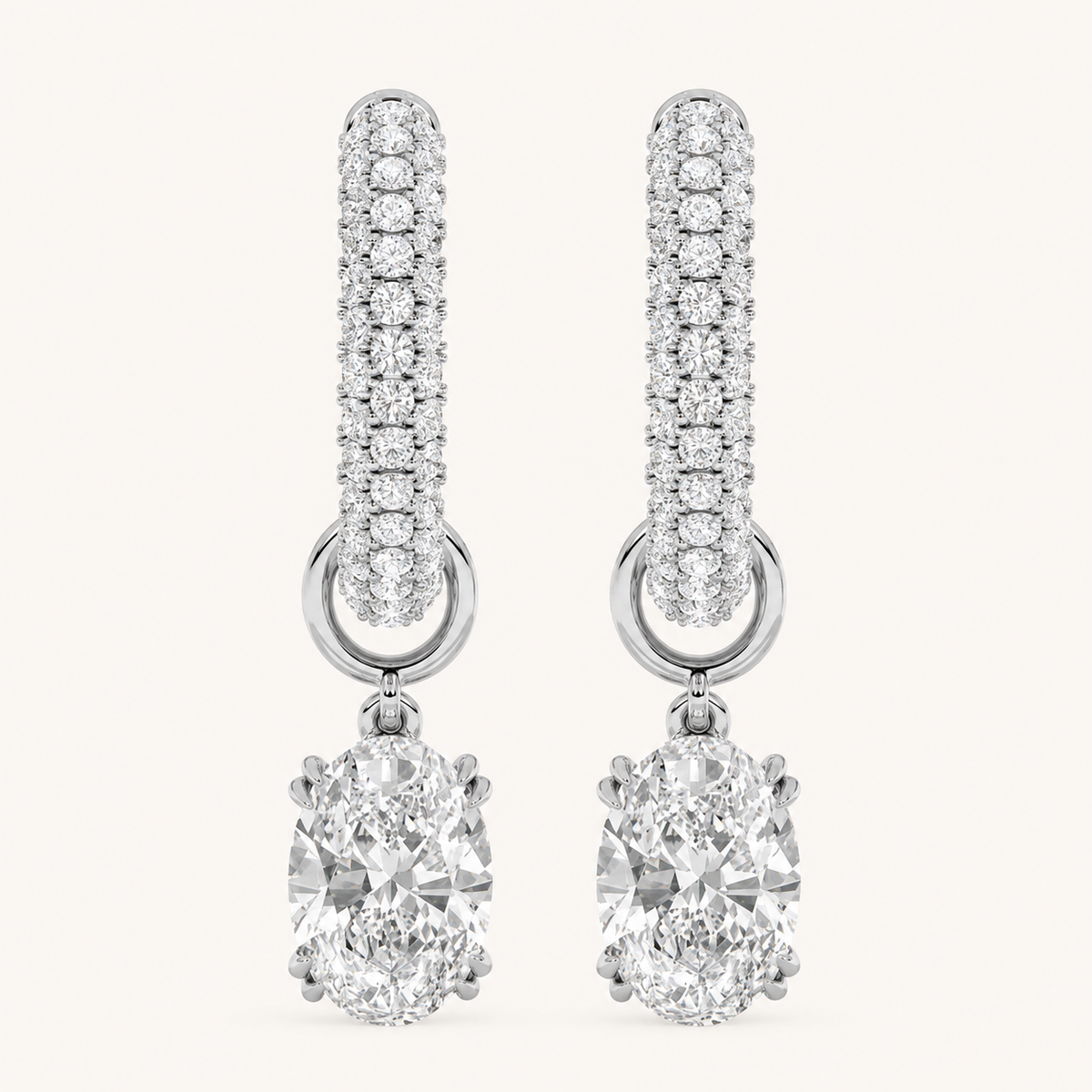4CT Oval Cut Lab Grown Diamond Dangle Earrings