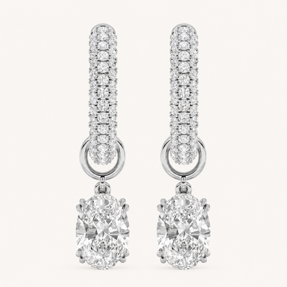 4CT Oval Cut Lab Grown Diamond Dangle Earrings