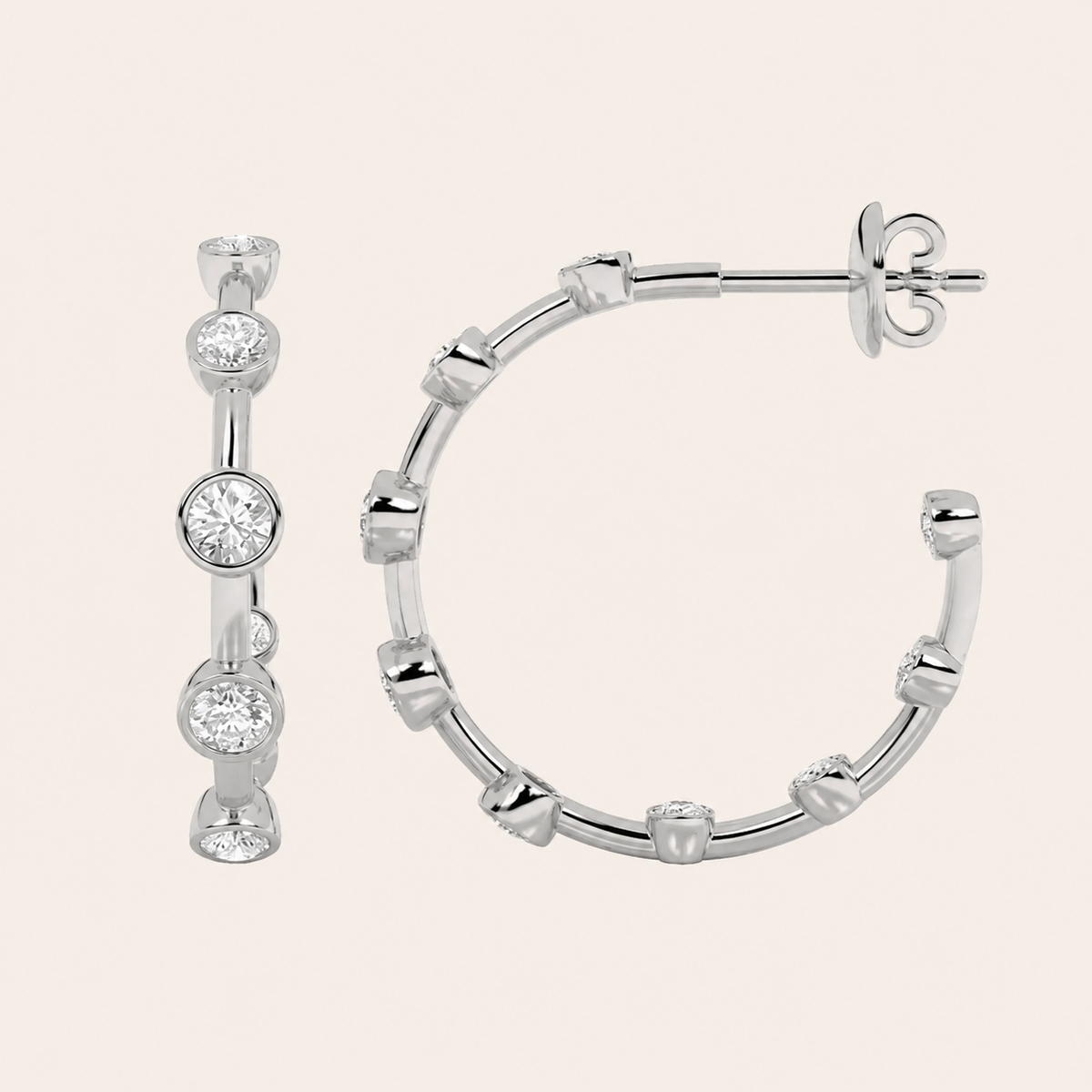 2CT Round Cut Lab Grown Diamond Bezel Set Bubble Earrings