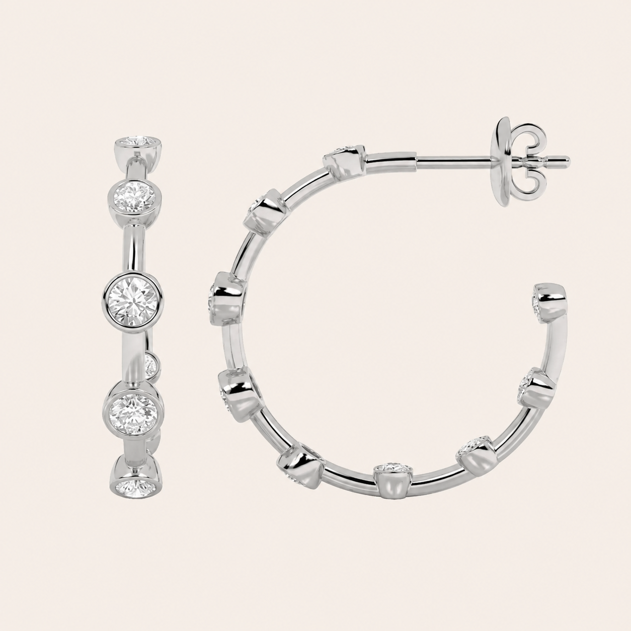 2CT Round Cut Lab Grown Diamond Bezel Set Bubble Earrings