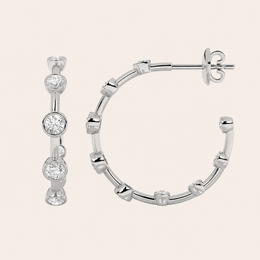 2CT Round Cut Lab Grown Diamond Bezel Set Bubble Earrings