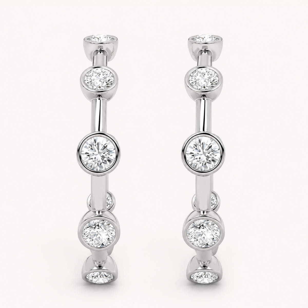 2CT Round Cut Lab Grown Diamond Bezel Set Bubble Earrings