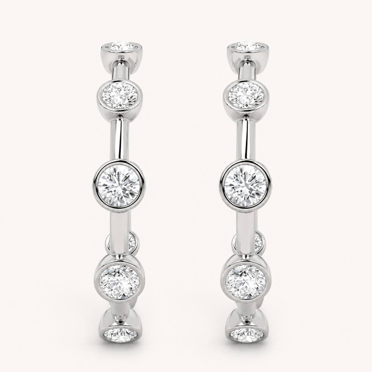 2CT Round Cut Lab Grown Diamond Bezel Set Bubble Earrings