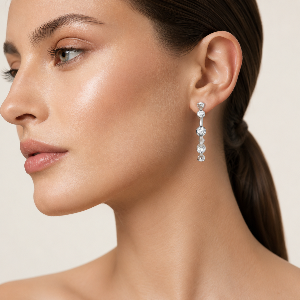 2CT Round Cut Lab Grown Diamond Bezel Set Bubble Earrings