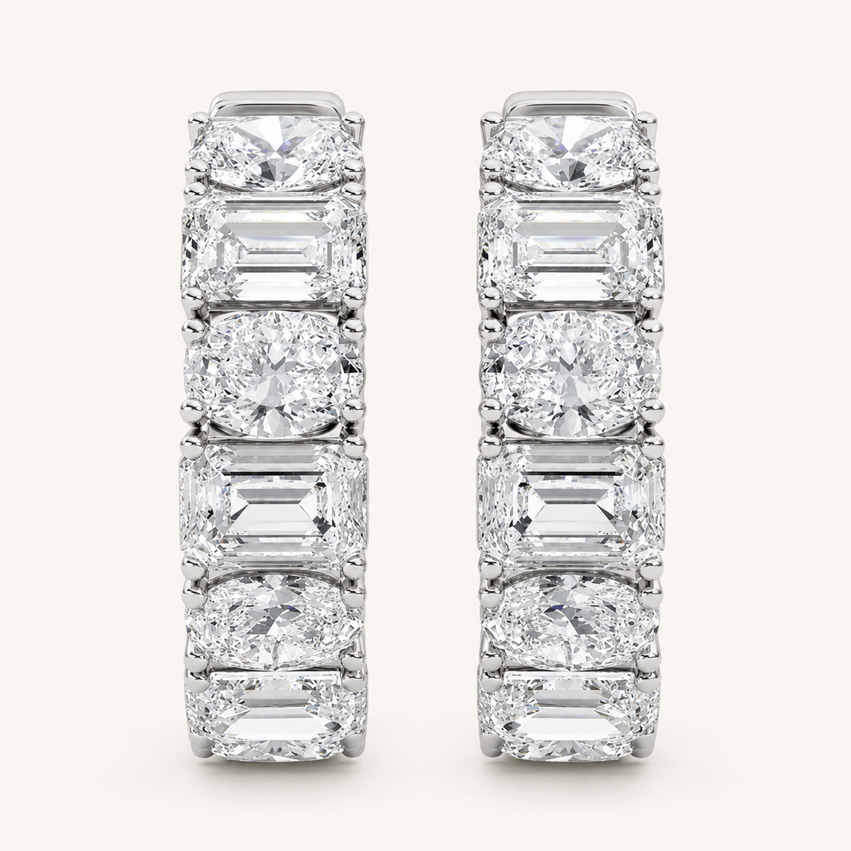 5CT Emerald Cut Lab Grown Diamond Inside Out Hoop Earrings