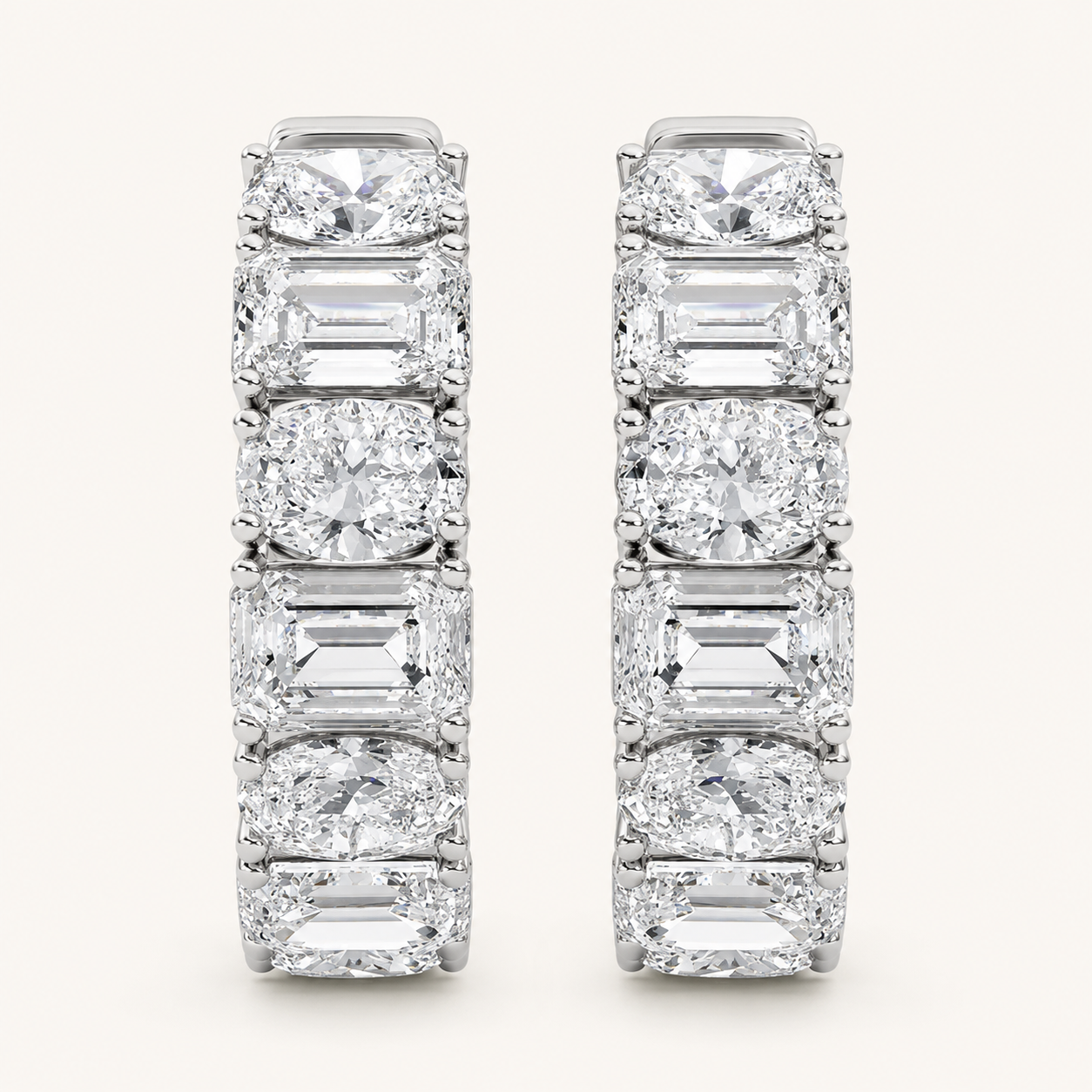 5CT Emerald Cut Lab Grown Diamond Inside Out Hoop Earrings