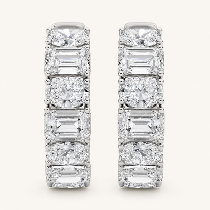 5CT Emerald Cut Lab Grown Diamond Inside Out Hoop Earrings