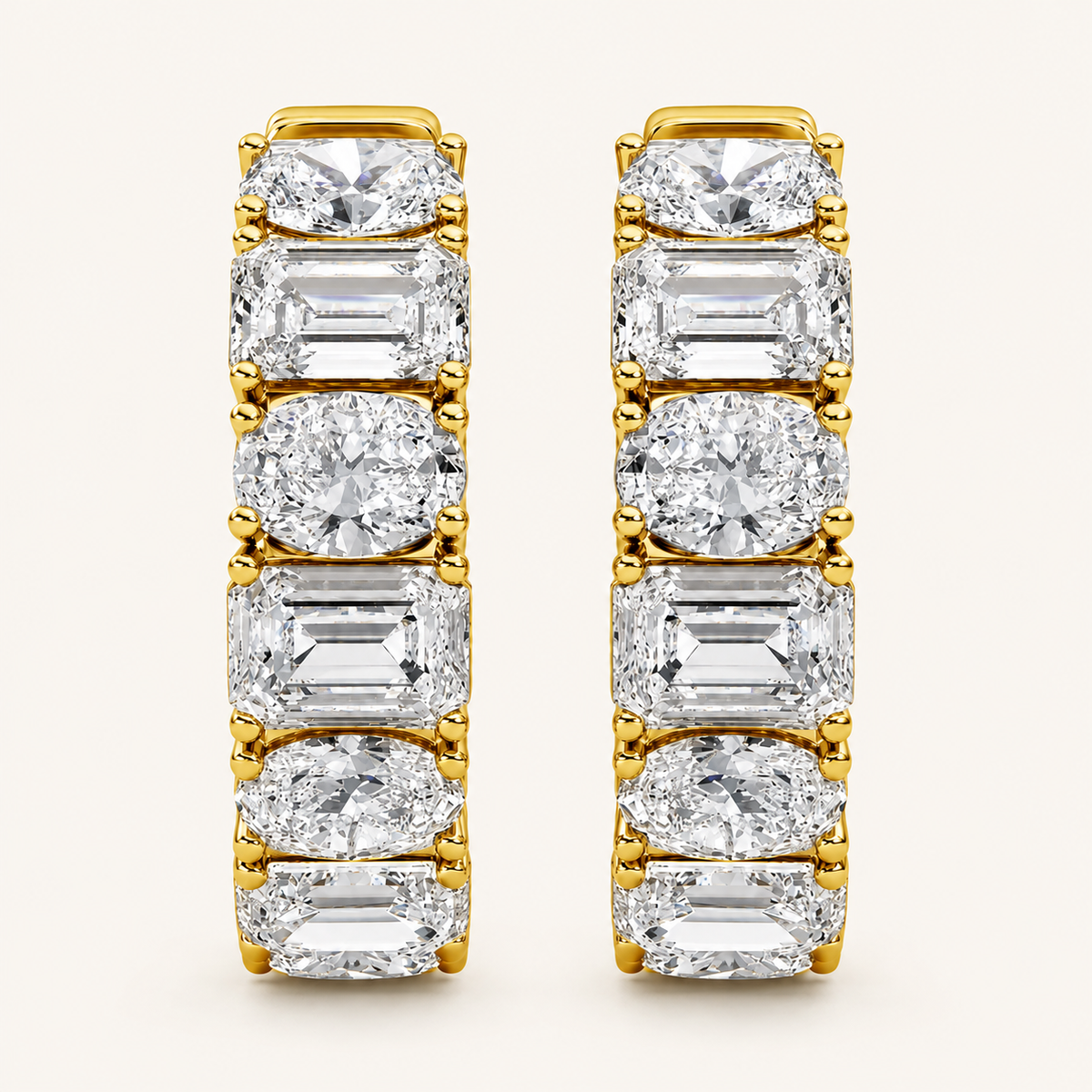5CT Emerald Cut Lab Grown Diamond Inside Out Hoop Earrings