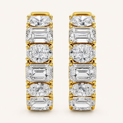 5CT Emerald Cut Lab Grown Diamond Inside Out Hoop Earrings