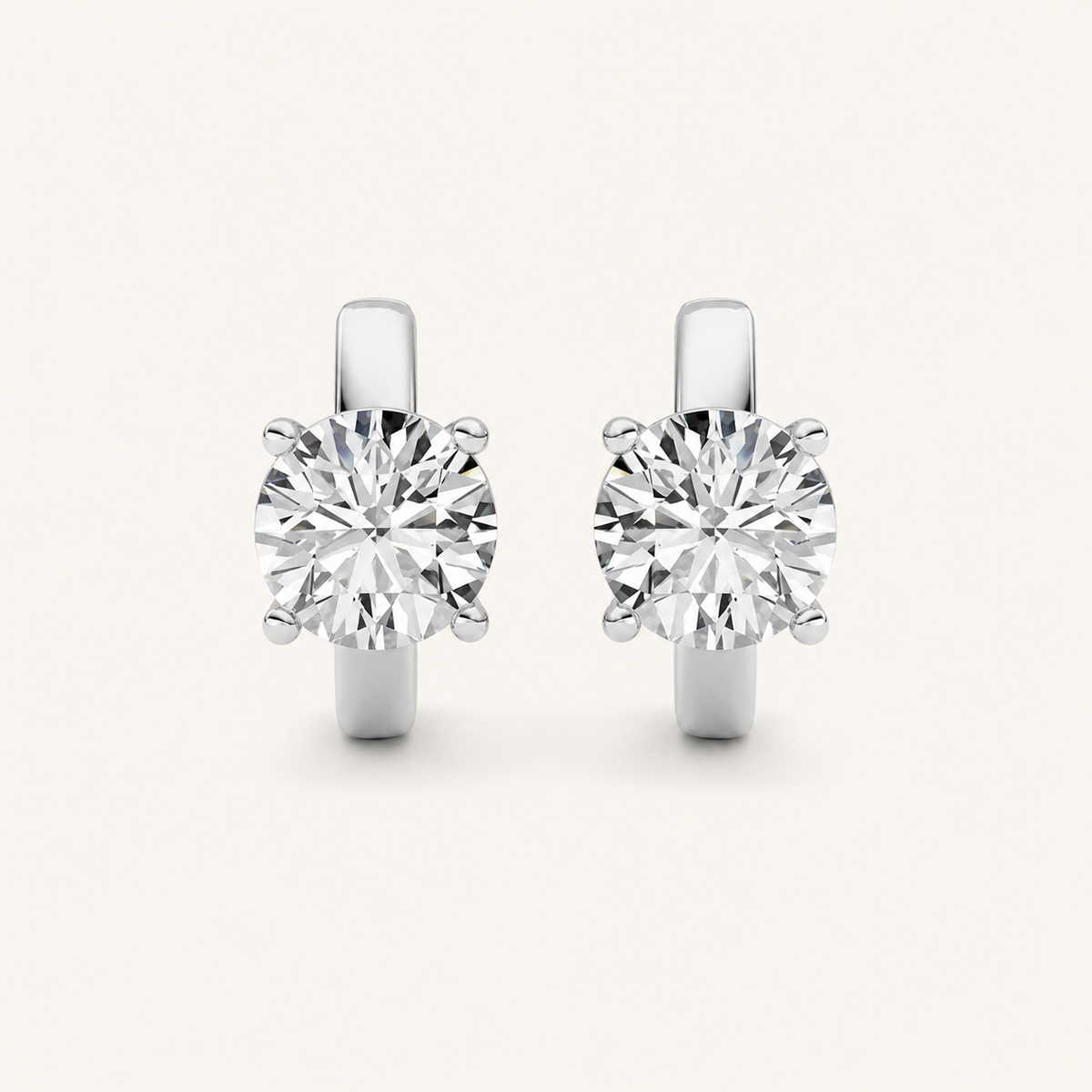 2CT Round Cut Lab Grown Diamond Huggie Earrings