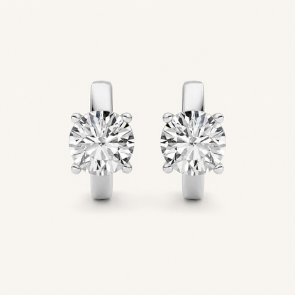 2CT Round Cut Lab Grown Diamond Huggie Earrings