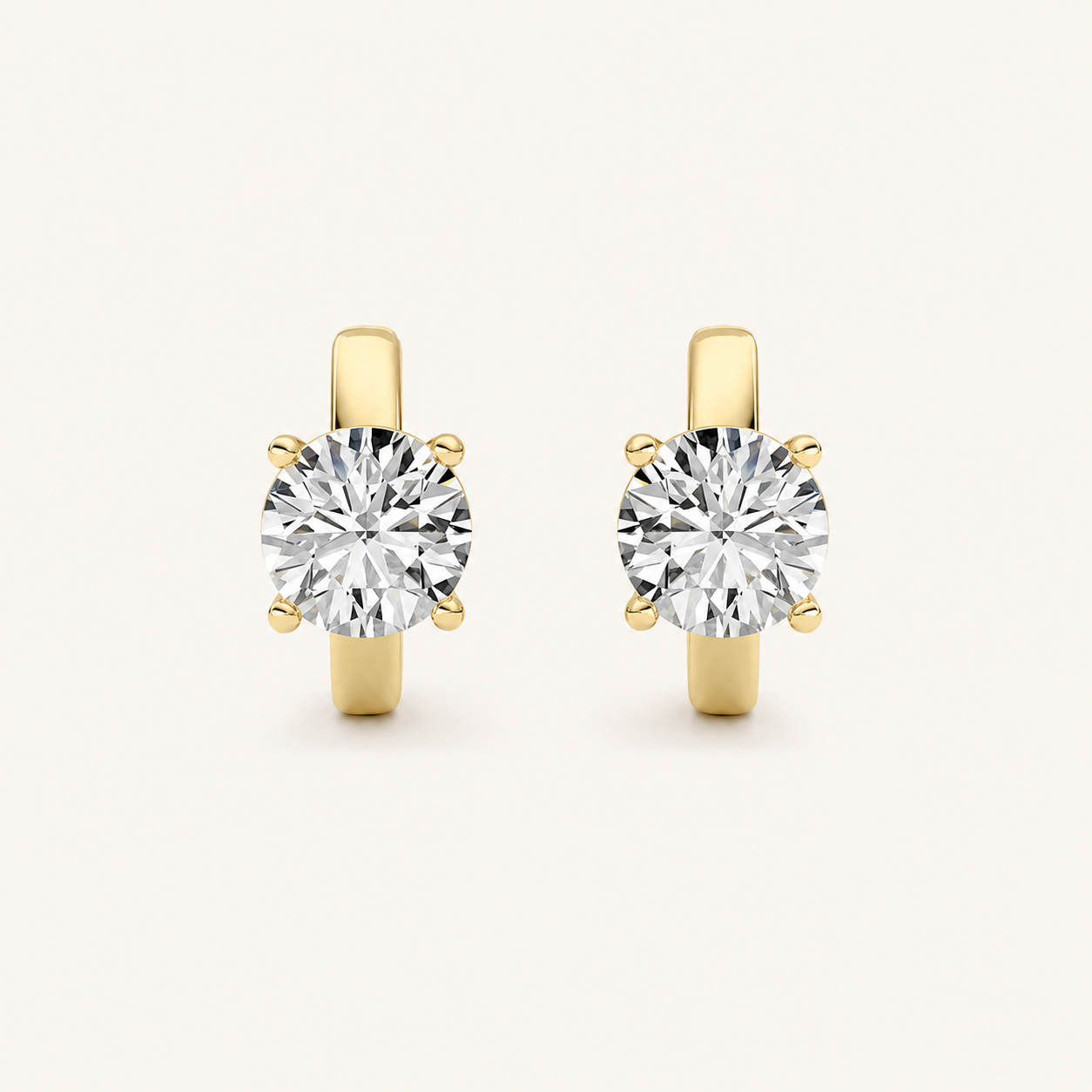 2CT Round Cut Lab Grown Diamond Huggie Earrings