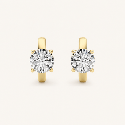 2CT Round Cut Lab Grown Diamond Huggie Earrings